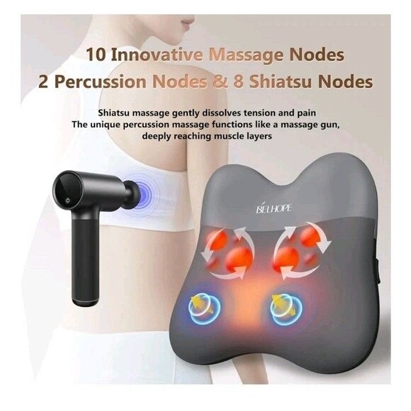 Cordless 4D Shiatsu And Percussion Massage Pillow With Heat Deep Tissue Pain... - Picture 3 of 11